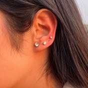 تصویر گوشواره میخی تک نگین ضد حساسیت 