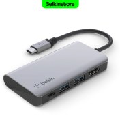 تصویر هاب مبدل 4 پورت Type-C بلکین AVC006btSGY Belkin AVC006btSGY 4-in-1 USB-C Media Hub