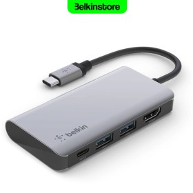 تصویر هاب مبدل 4 پورت Type-C بلکین AVC006btSGY Belkin AVC006btSGY 4-in-1 USB-C Media Hub