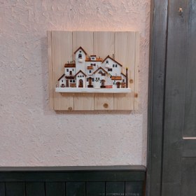 تصویر کاور جعبه فیوز و جاکلیدی چوبی دست ساز طرح دهکده رویایی کد 5358 