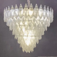 تصویر لوستر برگی مدرن سفید 