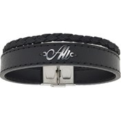 تصویر دستبند استيل و چرم اسم علی مدل Givi1689 