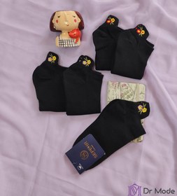 تصویر جوراب مچی زنانه پاشنه گلدوزی شده طرح گل Women's ankle socks with embroidered floral designs