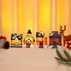 تصویر ماکت خانه و کلبه های برفی چراغدار کریسمس 