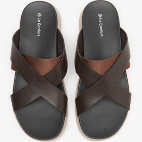 تصویر صندل مردانه با بندهای متقاطع و ساده برند le confort Men Solid Criss Cross Strap Sandals