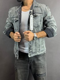 تصویر کت جین مردانه باکسی | طوسی | 104 