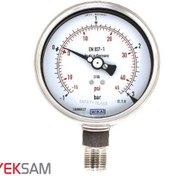 تصویر پرشر گیج صفحه 10 سانت تمام استیل 1- تا 3 بار برند ویکا گیج فشار منفی (مانومتر ) صفحه 10 سانت 1- تا 3 بار اتصال از زیر 1/2 اینچ متریال استنلس استیل