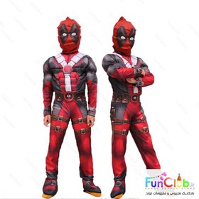 تصویر لباس کودک پسرانه ابر قهرمان ددپول (Deadpool) عضلانی 