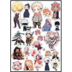 تصویر استیکر لپ تاپ و موبایل استیکریا طرح عروسکی کد ChibiSt3001 مجموعه‌ی 22 عددی Doll Sticker Pack Code ChibiSt3001