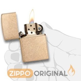 تصویر فندک زیپو Zippo Armor Tumbled Brass کد 28496 Zippo Armor Tumbled Brass No.28496