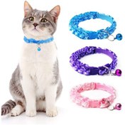 تصویر قلاده گردنی سگ و گربه زنگوله دار طرح پاپیون 