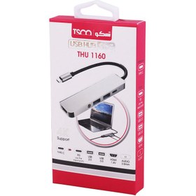 تصویر هاب 5 پورت تایپ سی تسکو TSCO مدل USB THU 1160 TSCO 5-Port Hub Type-C USB THU 1160 model