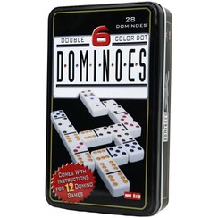 تصویر بازی فکری دومینو سرامیکی ۲۸ تکه جعبه فلزی 