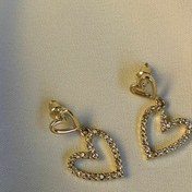 تصویر گوشواره استیل قلب نگینی 