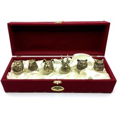 تصویر ست هدیه شات 6 عددی حیوان جعبه چرم 710053 