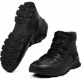 تصویر بوت مردانه چرم تبریز مدل TOP رنگ مشکی 