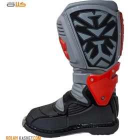 تصویر بوت موتور سواری لولا دار تایگر رنگ طوسی مدل MX1pro Tiger hinged motorcycle boots, gray color, model MX1pro