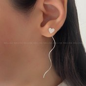 تصویر گوشواره نقره طرح قلب موج‌دار 