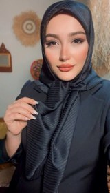 تصویر روسری زنانه/دخترانه ژان ژان مشکی مجلسی ترک ۱۰۰جنس وارداتی - مشکی Women's scarf