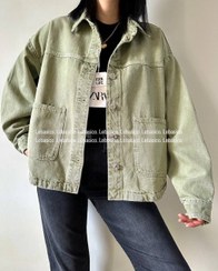 تصویر کت جین زارا سایز ۳۶  رنگ سبز سیج روشن 