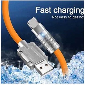 تصویر کابل شارژ type c تایپ سی سیلیکونی سوپر فست 120 وات توربو 6 آمپر - مشکی super fast 120 watt turbo 6 amp silicon type c charging cable