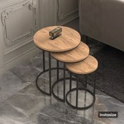 تصویر میز عسلی سه تیکه پایه فلزی 