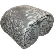 تصویر پتو گلبافت برجسته دونفره رنگ طوسی 