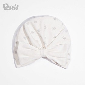 تصویر توربان نوزادی دخترانه طرح برفی طوسی پاپو Papo Papo Gray Snow Baby Girl Turban