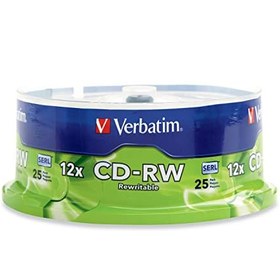 تصویر دیسک رسانه ای قابل بازخوانی CD-RW 700MB 2X-12X Verbatim CD - Spindle 25 Pack 