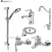 تصویر ست 6 عددی شیرآلات مدل قاجاری با دوش تک کاره - کروم ا Ghajari Economic Faucet set six pieces Ghajari Economic Faucet set six pieces