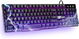 تصویر DBPOWER Gaming Keyboard with 3 Colors Breathing LED Backlit Quiet Ergonomic Water-Resistant Mechanical Feeling Keyboard for PC Laptop Computer Game and Work(104 Keys, Black) 
