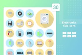 تصویر طرح لایه باز ست آیکون وسایل الکترونیکی Electronics – Flat Icons 