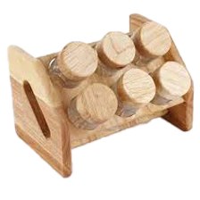 تصویر استند ادویه ی کج چوبی 6 عددی با کیفیت ساخته شده از چوب رابروود 