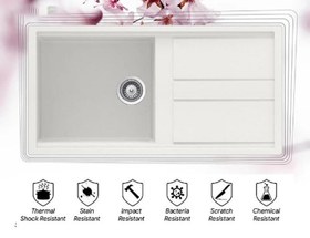 تصویر سینک گرانیتی تک لگن با سینی طرح مانلی 