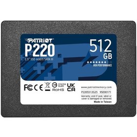 تصویر حافظه SSD پاتریوت مدل Patriot P220 512GB ظرفیت 512 گیگابایت 