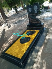 تصویر سنگ قبر گرانیت مشکی براق طرح قلب کد 117 