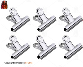 تصویر گیره کاغذ فلزی سایز 40 میلی متر بسته 6 عددی Steel Paper Clip Holder 40 mm