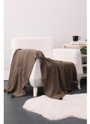 تصویر پتو تلویزیونی بافتنی بامبو و پوم‌پوم - قهوه‌ای برند favora Biocotton Knitwear Pompom TV Blanket - Brown