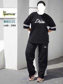 تصویر ست تیشرت شلوار سایز بزرگ زنانه Dior کد 002 Dior womens big size pants and t shirt set code 002