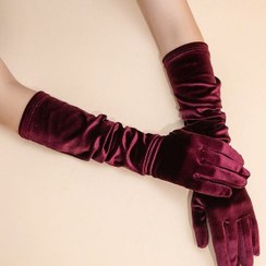 تصویر دستکش مخمل زرشکی 