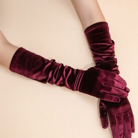 تصویر دستکش مخمل زرشکی 