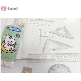 تصویر ست گونیا نقاله و خط کش مدل MimiSHWM 8206 Gonia set and protractor and fancy ruler