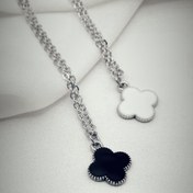 تصویر گردبند زنانه چهارپر ونکلیف استیل ضد حساسیت - ۶ ونکلیف مشکی / ۶ ونکلیف سفید 