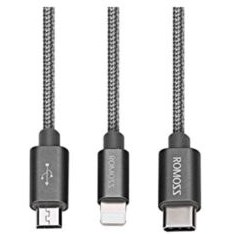 تصویر کابل سه سر روموس Romoss CB25N Romoss CB25N Medusa 3 in 1 lightning/microUSB/USB Type-C Data cable