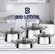 تصویر سرویس قابلمه استیل ۸ پارچه کف لیزری بیدستون 