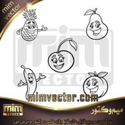 تصویر وکتور میوه خندان 5 عددی 3 