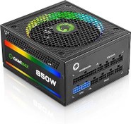 تصویر فن کیس 850 وات Gamemax با نورپردازی RGB و گواهی 80+ Gold Power Supply Gamemax 850W Fully Modular 80+ Gold Certified with RGB Light Mode