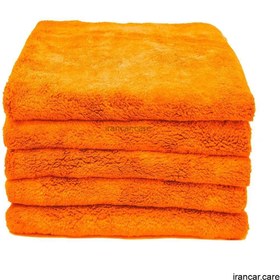 تصویر بسته 5 عددی حوله مايكروفايبر نارنجی مدل 40*40 Microfiber Towel 