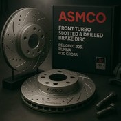 تصویر دیسک ترمز جلو آسمکو مناسب پژو ۲۰۶ تیپ ۵ سوراخدار بسته ۲ عددی 