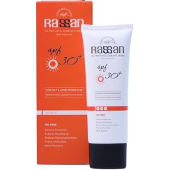 تصویر کرم ضد آفتاب فاقد چربی بدون رنگ spf30 rassan Sunblock oil free spf 30 rassan